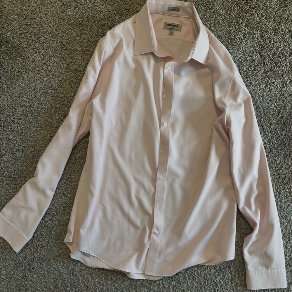 Express Men's Light Pink Dress Shirt- Slim cut
